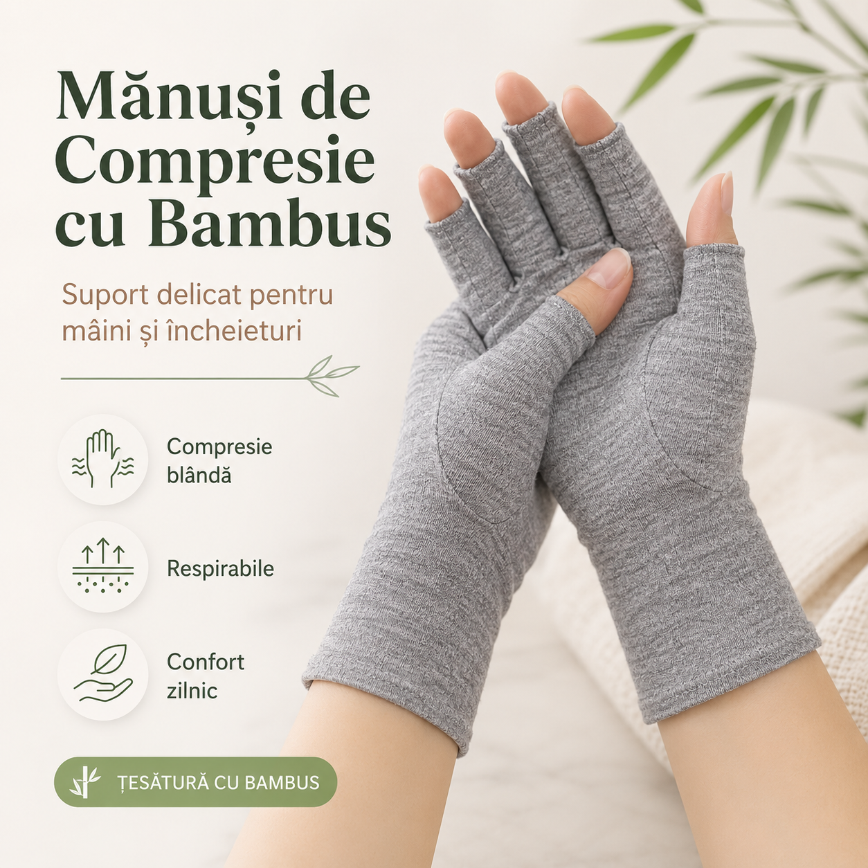 Mănuși de compresie din bambus